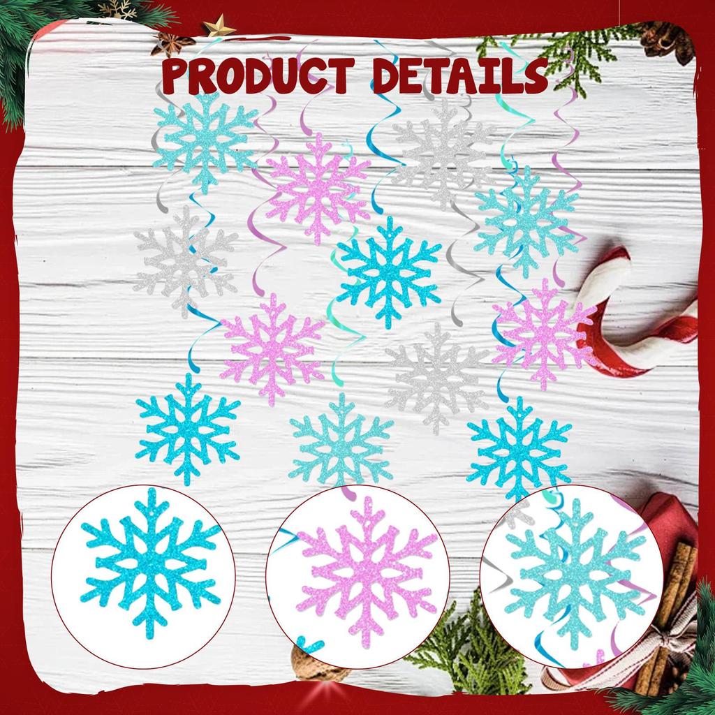 12 шт. Подвесные украшения в виде снежинок, потолочные стримеры, украшения для вечеринки в стиле «Страна чудес»