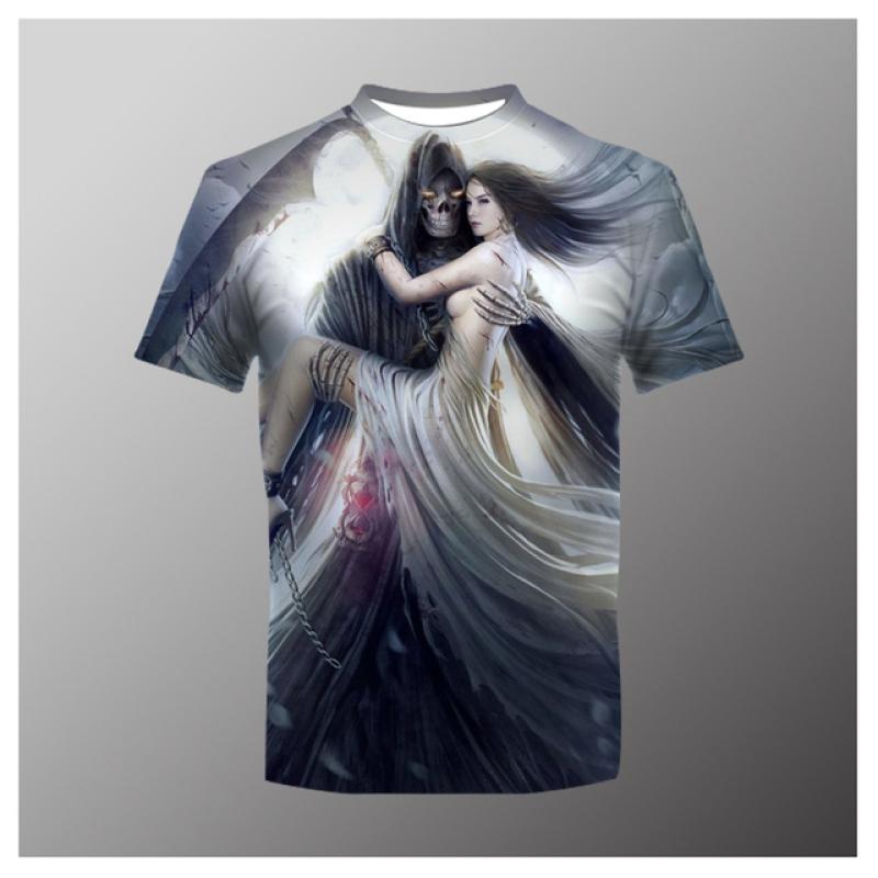 Summer Horror Skull 3D Print Men's T-Shirt Loose O-Neck Short Sleeve Skull Street Rock Hip Hop Top and T-shirt Men's Clothing 6XL