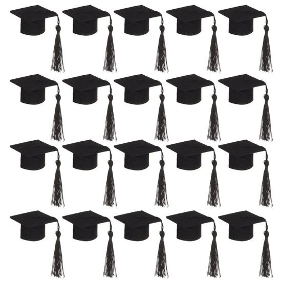 20 шт., фетровая мини-выпускная шляпа бакалавра с кисточками, праздничный Топпер для бутылки вина, товары для выпускного вечера