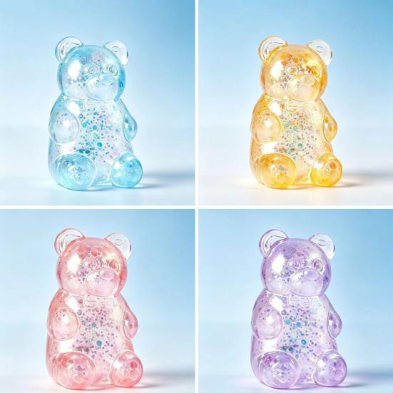 Mini Clear Bear Squeeze Toy Stress Relief Sitting Bear Sensory Toy Soft Stretchy