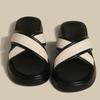 Women Casual Outdoor Slippers Flat Bottomed Fashionable Retro Linen Woven Cross Style Holiday Beach Slippers Sandals
