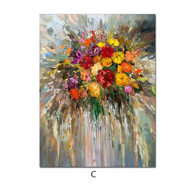 Красочные цветы, постеры и принты, абстрактная картина на холсте, скандинавские растения, настенные художественные картины для гостиной, современный домашний декор