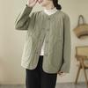 Retro Cotton Winter Quilted Warm Long-sleeved Padded Jacket Women's Solid Color Rhombic Padded Jacket Short Jacket