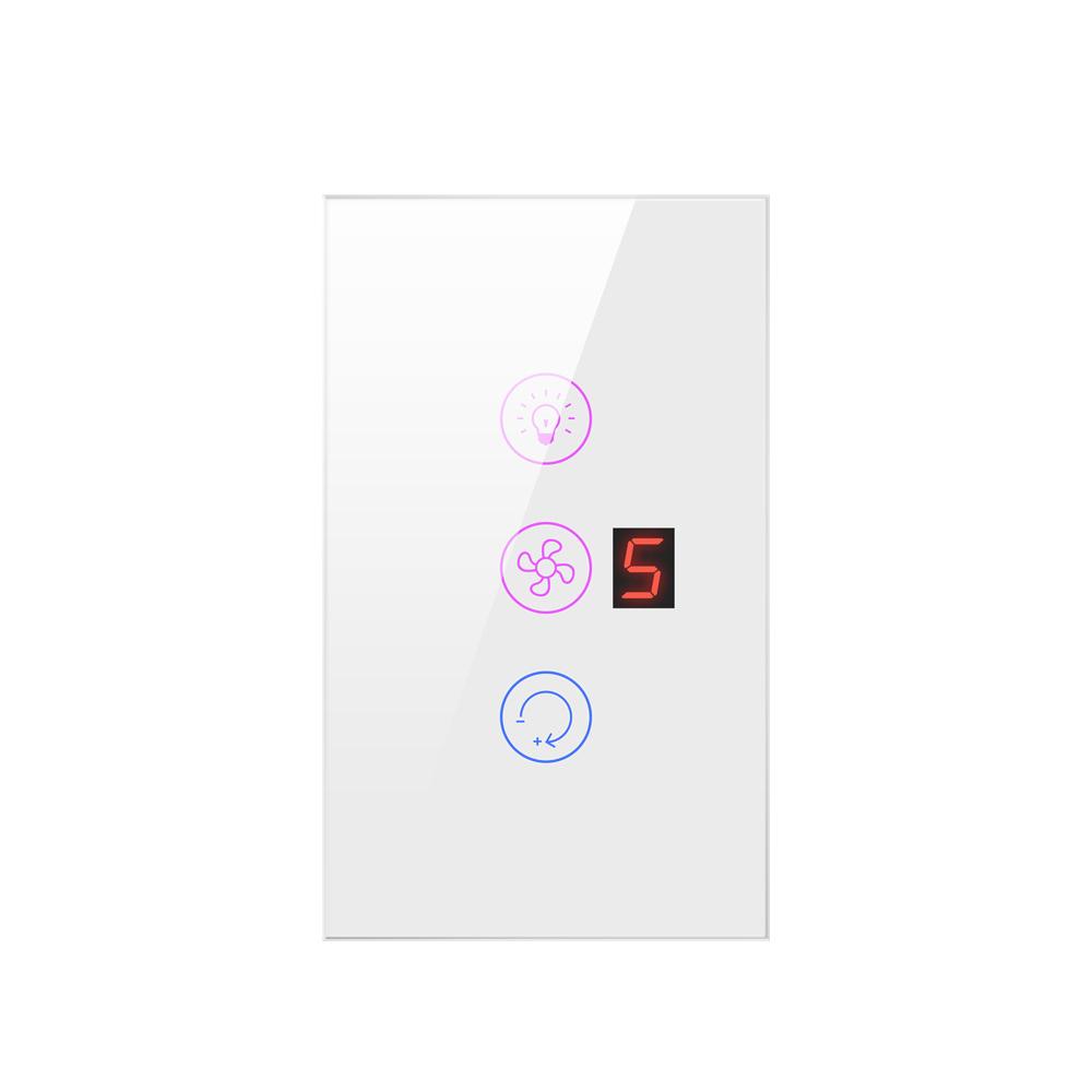 Tuya WiFi Intelligent Touched Screen Fan Light Switch Speed Adjustable Fan Light Switch Mobilephone