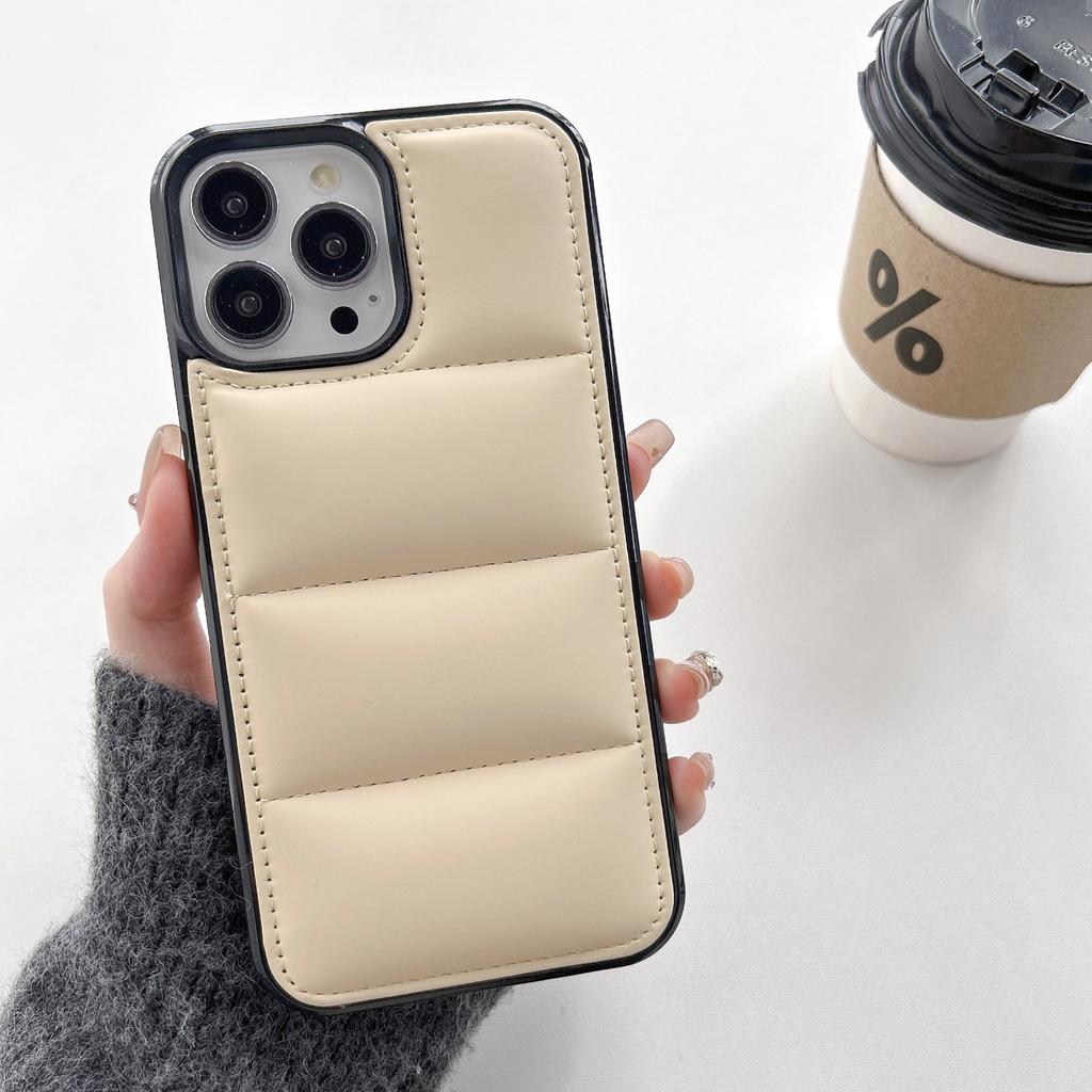 Applicable To IPhone16Promax Mobile Phone Case Solid Color Cotton-filled Down Jacket Apple 1511 Couple 13