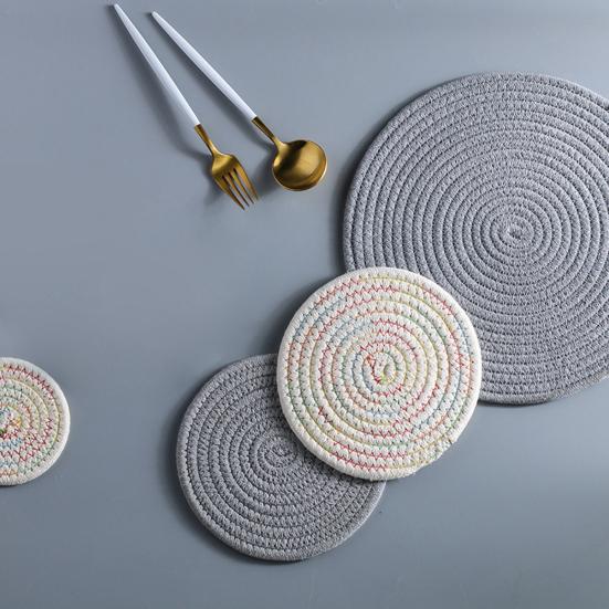 Мягкий хлопковый тканый набор подставок, теплоизоляционный, водопоглощающий, шумопоглощающий, хлопковый коврик для чашек, против ожогов