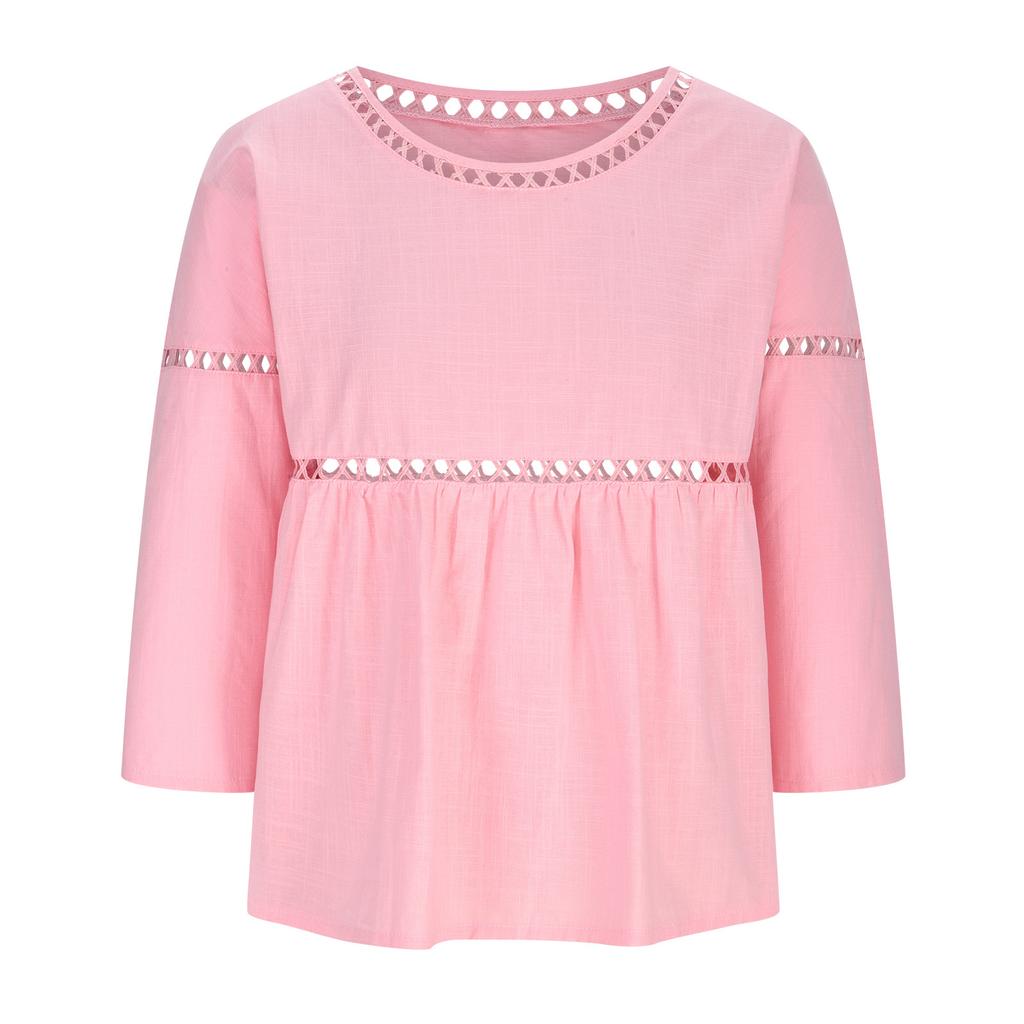 Модные открытые блузки весна-лето белые розовые женские блузки повседневные свободные милые женские хлопковые льняные топы