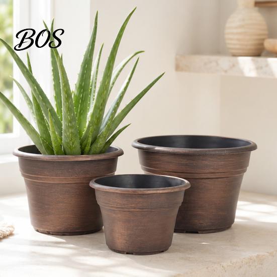 Planters for Flowers Retro Flower Pot with Saucer, Bronze Finish Plant Drainage Holes, Garden Containers Holes Breathable Thickened Plastic