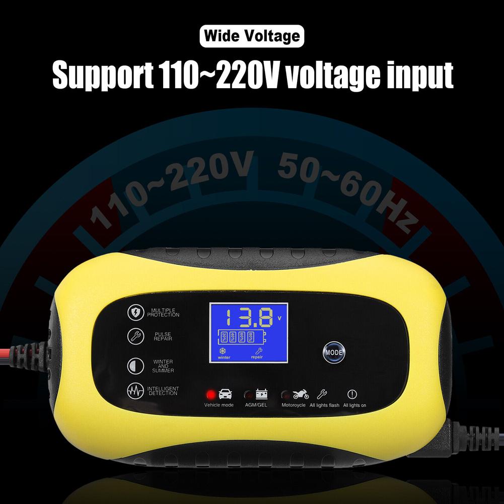 Portable Automatic Battery Charger with LCD Display Power Bank 12V 6A for Motorcycle SUV AGM for Cars Motorcycle RV SUV ATV