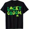 Lucky Groom St Patrick Day Graphic Tee Men's Casual Short Sleeve Crew Neck Cotton T-Shirt