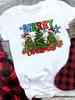 (Asian Size) Sweet Lovely 90s Merry Christmas Tee Top Festival   New Year Holiday Casual  Lady Short Sleeve Fashion Women Print Graphic T-shirts