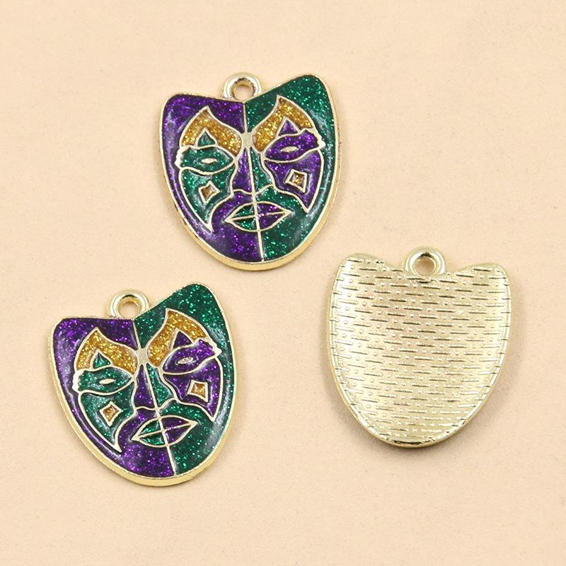 10 Styles Gold Drop Oil Pendant Charms for DIY Creative Mask & Party Jewelry Accessories