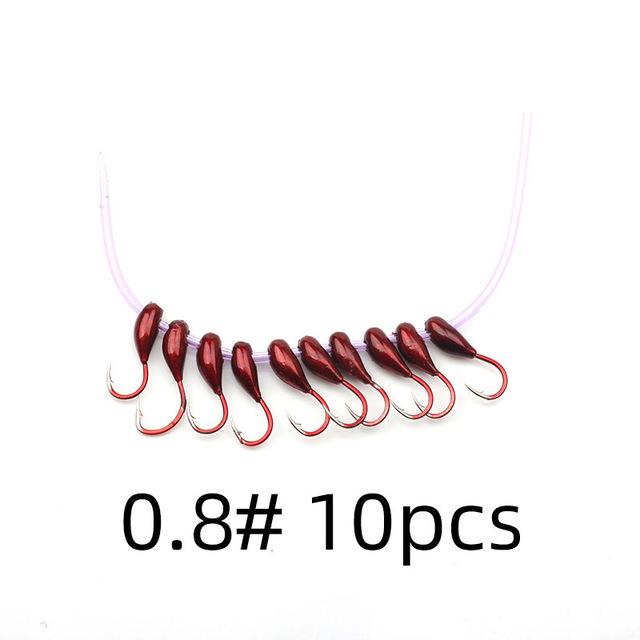 Зимняя подледная рыбалка 45° Красный перевернутый крючок с леской Имитация красных крючков для наживки дождевых червей Джиг-головка Рыболовный крючок Снасти для ловли карпа
