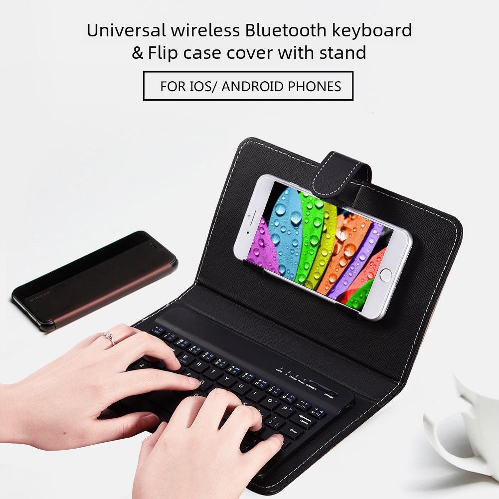 Съемный кожаный чехол с Bluetooth-клавиатурой для телефонов Android и Apple