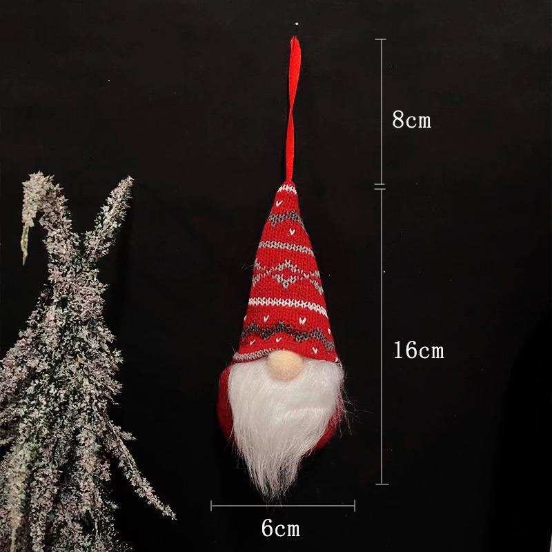 Вязаный шерстяной рождественский гном-подвеска - маленькая безликая кукла для украшения елки