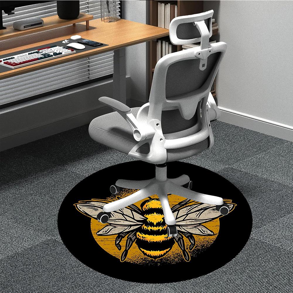 1pc Bee Honey Office Round Area Rug,  Mat Suitable For Office, Under Office Chairs Bedroom Living Room Home Decor, Room Deco