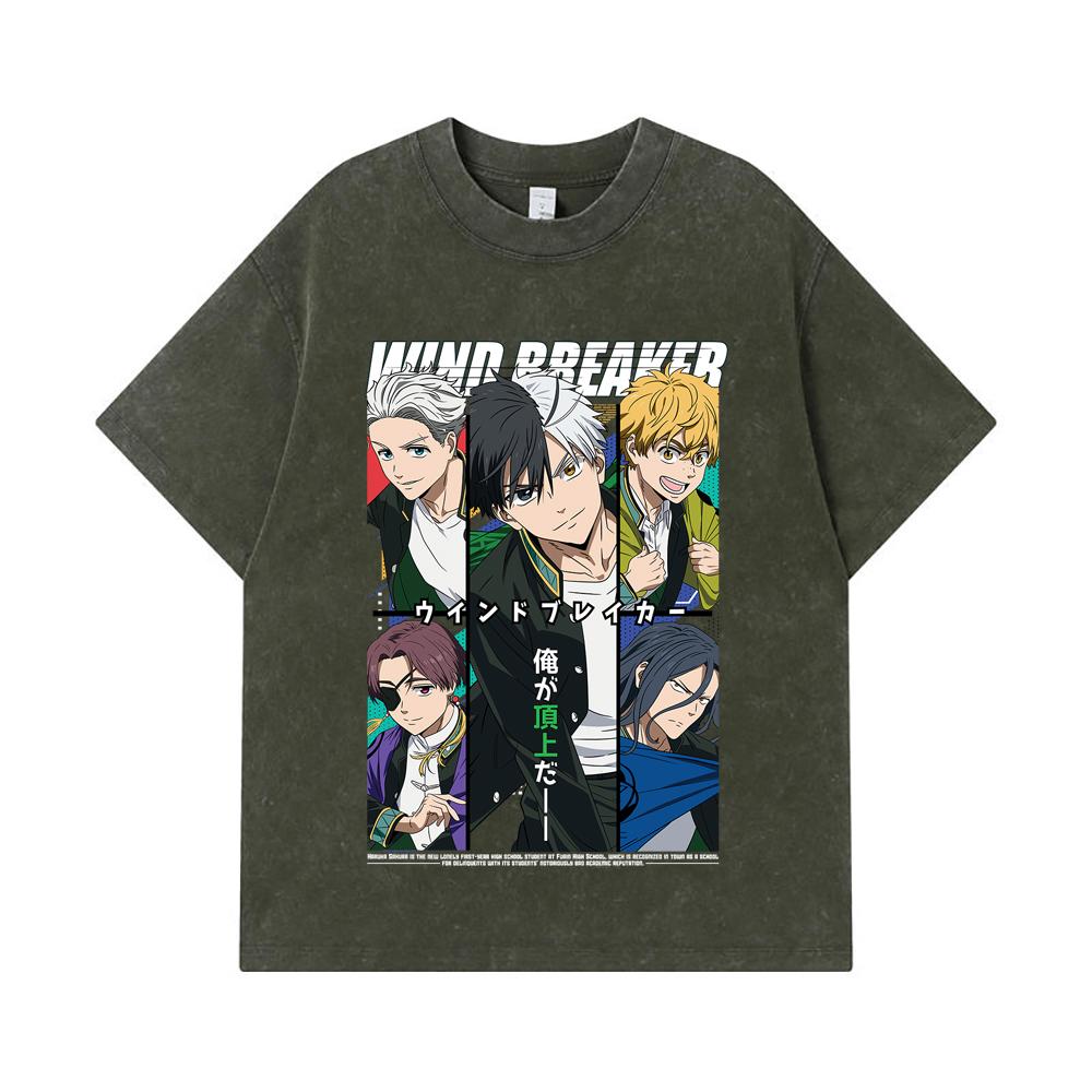275 GSM Washed T-shirts 100% Cotton Wind Breaker V1 Print Unisex Heavy Cotton T Shirt