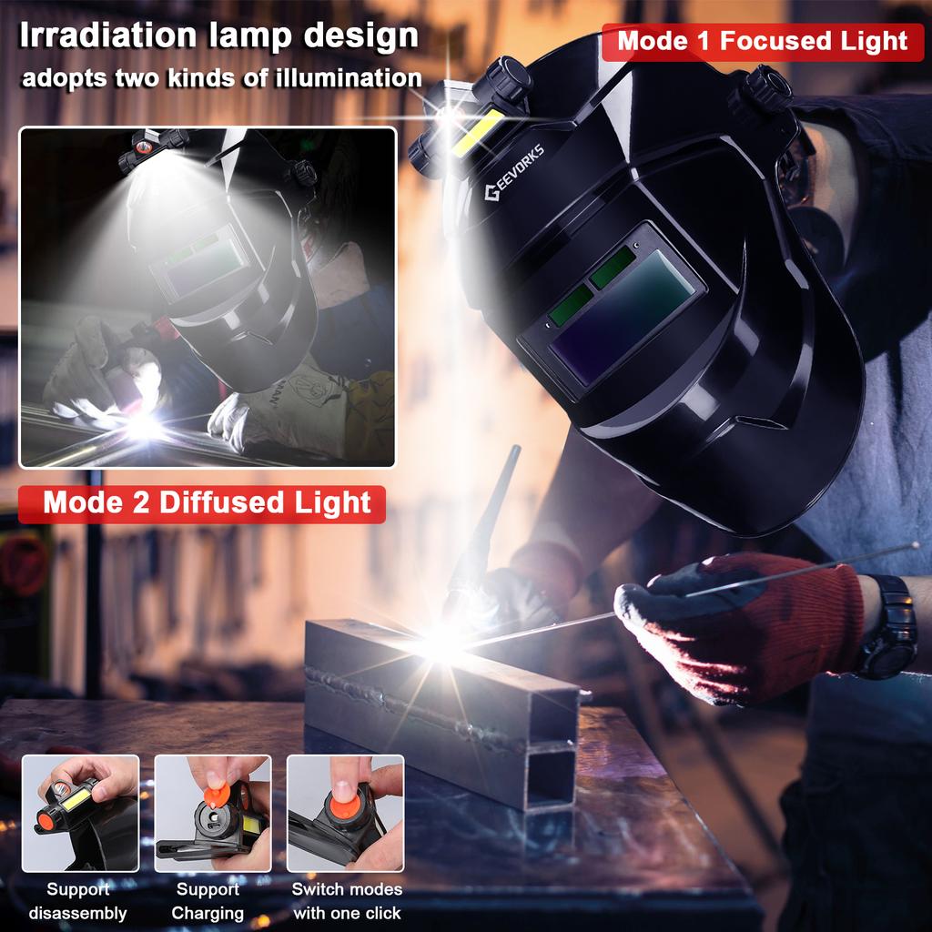 Geevorks Automatic Dimming Welding Facemask Large View True Color Auto Darkening Welding Facemask