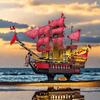 2088PCS Queen Revenge Pirate Ship Building Blocks Models Assembly Toys Small Particle Bricks Game With Lights Gifts Ornaments