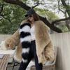 Winter New Imitation Fur Coat Women Fashion Medium-Length Big Hair Collar Imitation Fox Hair Thick Plush Warm Coats Female