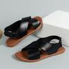 Large Size Cross Strap Flat Sandals Women's Retro Style Wide Band Open Toe Beach Sandals
