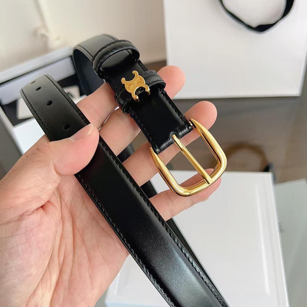 Новый женский ремень 2,5 см с пряжкой Triomphe из телячьей кожи - Универсальный модный аксессуар с подарочной упаковкой
