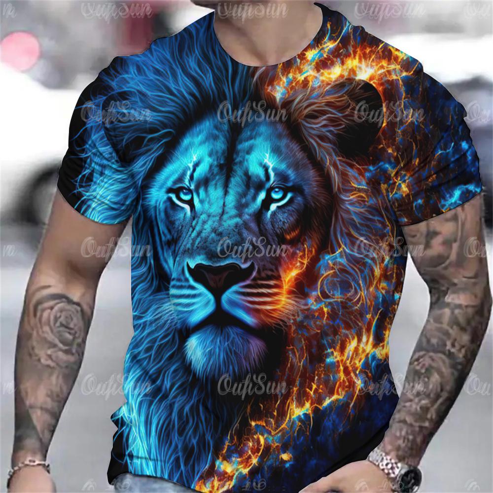 Футболка с принтом тигра, 3D-животное, мужские рубашки, летние мужские свитера с короткими рукавами, свободные футболки, повседневные топы, футболки, мужская одежда