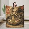 Cthulhu Kraken Eating Ramen Japanese Blankets Soft Warm Plush Throw Blanket For Girls Home Decor Flannel Bedspread Bed Cover