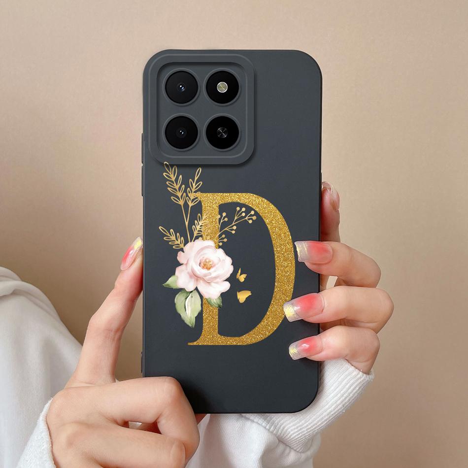 Для Honor X5B Plus X5 Чехол Простая Буква Имени Мягкий Гладкий Жидкий Силикон Ударопрочная Задняя Крышка Телефона Для Honor X 5 X5bPlus Capa
