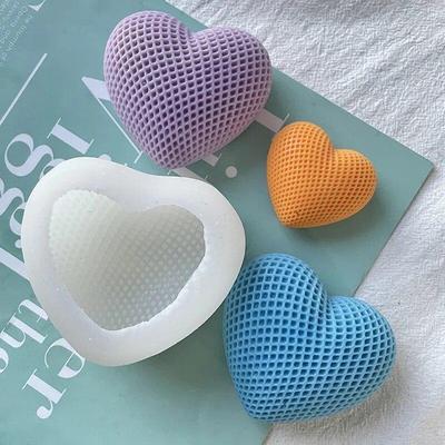 3D тканая силиконовая форма в форме сердца любви, сделай сам, ручная работа, свеча, мыло, пластырь, инструмент для выпечки шоколада, подарок на день Святого Валентина