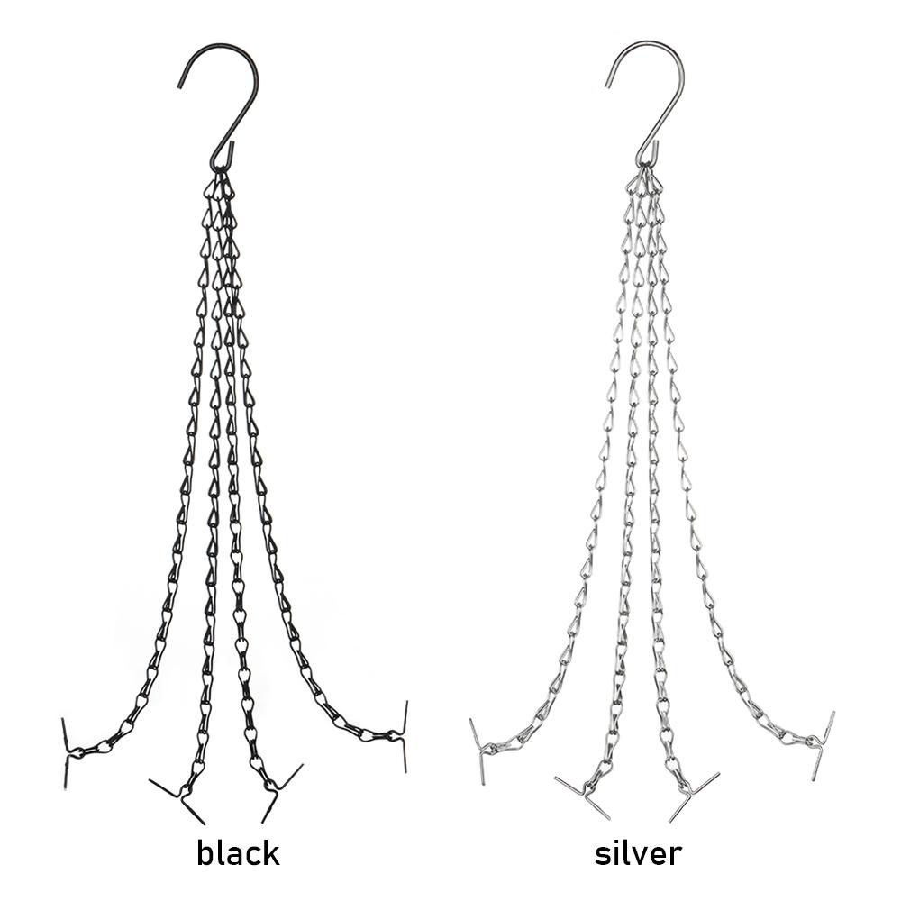 14" Hanging Basket Black/Silver Replacement Plant Hangers Hanging Chain Replacement Chains 4 Strand