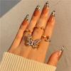 Vintage Crystal Butterfly Rings Set for Women Boho Gold Color Moon Star Finger Ring