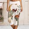 Stretch Plus Size Womens Seven Quarter Slim Trousers Side Eyelet Webbing Detail For Casual Outing Wear