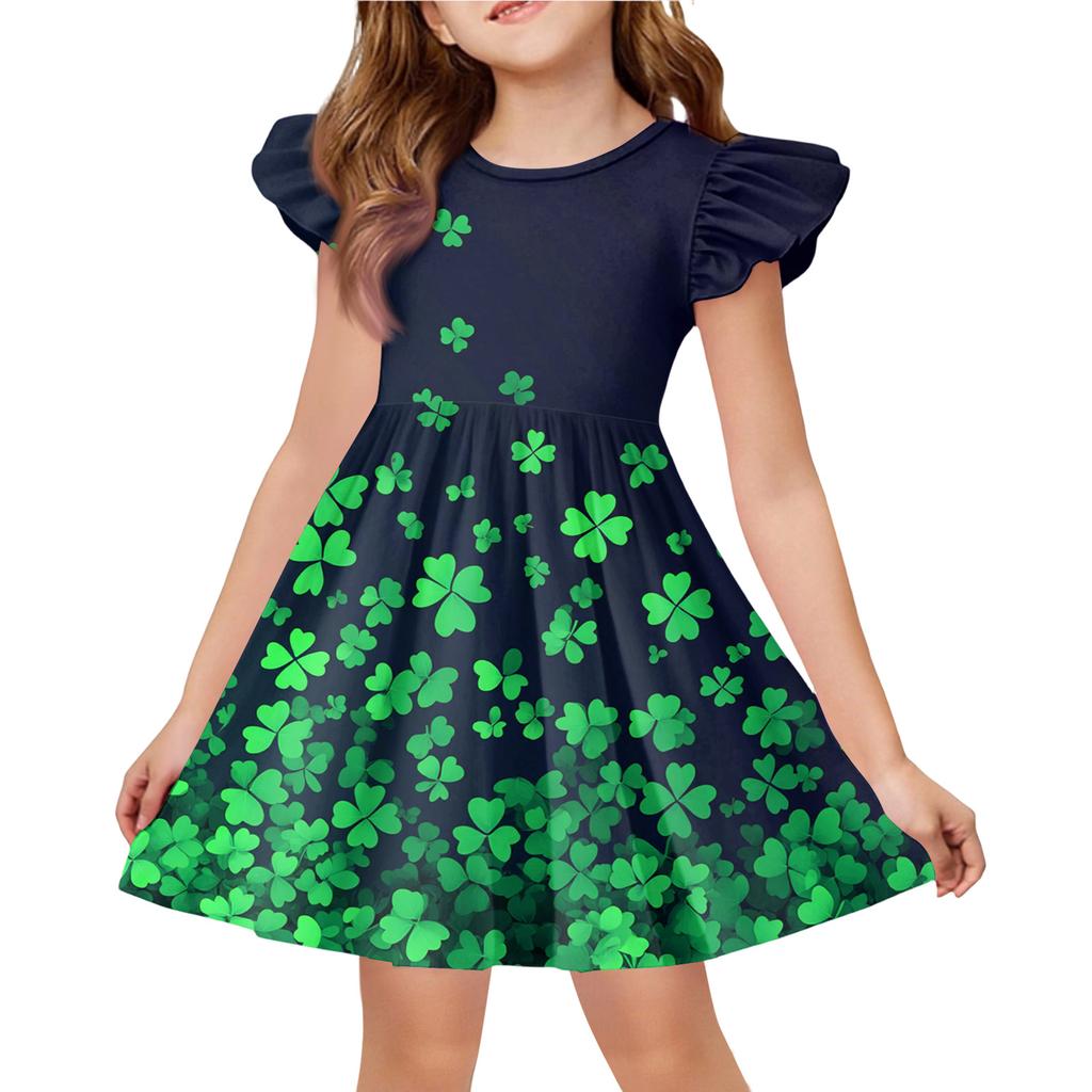 Летнее платье принцессы для девочек - А-силуэтное платье-футболка Ст. День Патрика