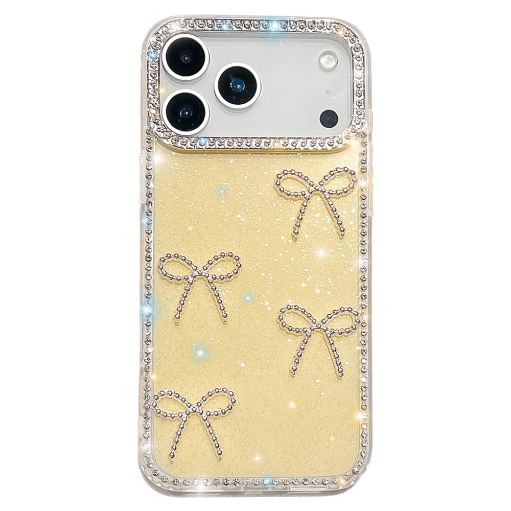 For iPhone 17 Pro Max Case Rhinestone Edge Butterfly Bow Decor TPU+PC IMD Phone Cover