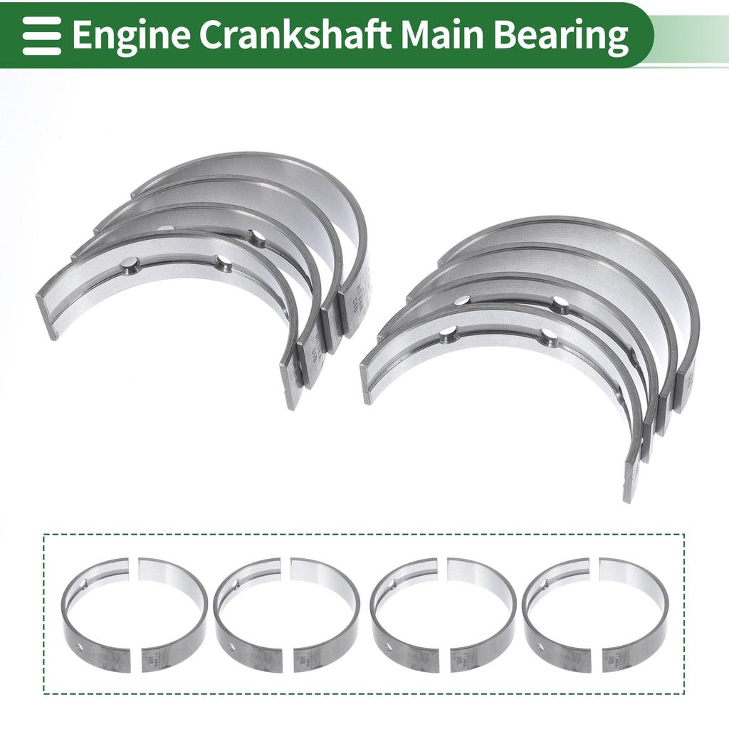 Motoforti Compatible with Toyota Tundra 2005-2014 Engine Crankshaft Main Bearing Metal Silver Tone Set of 8