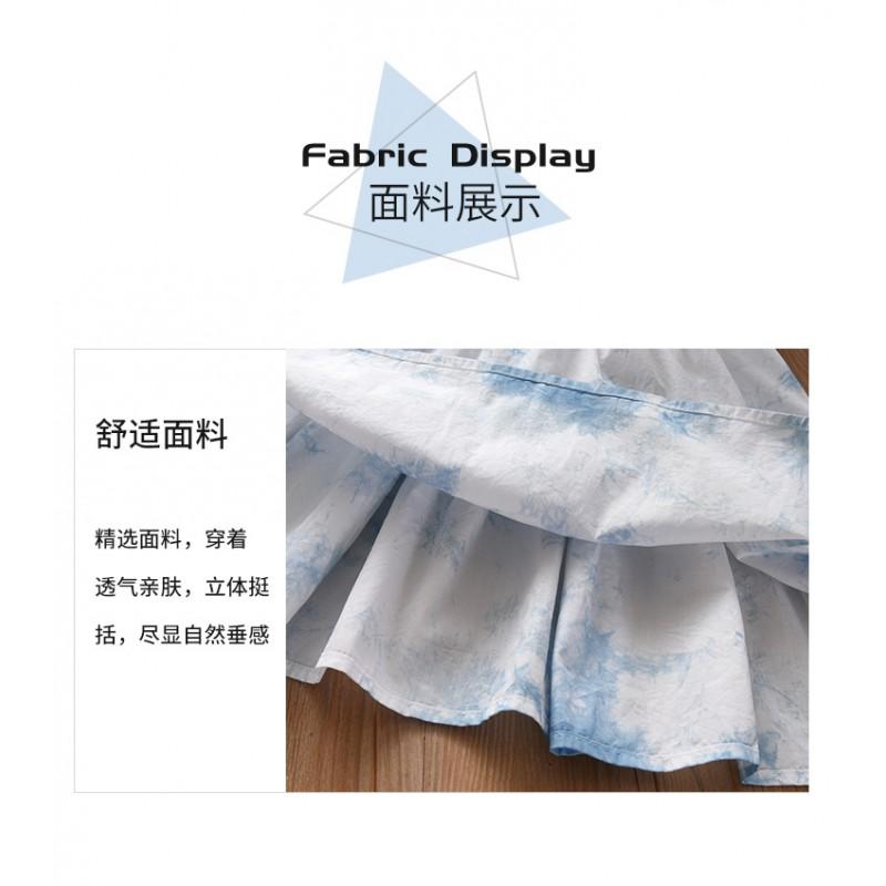 Yunnan Handmade Tie Dye Girls Dress Cotton Loose A-line Skirt Kids 4-16 Years