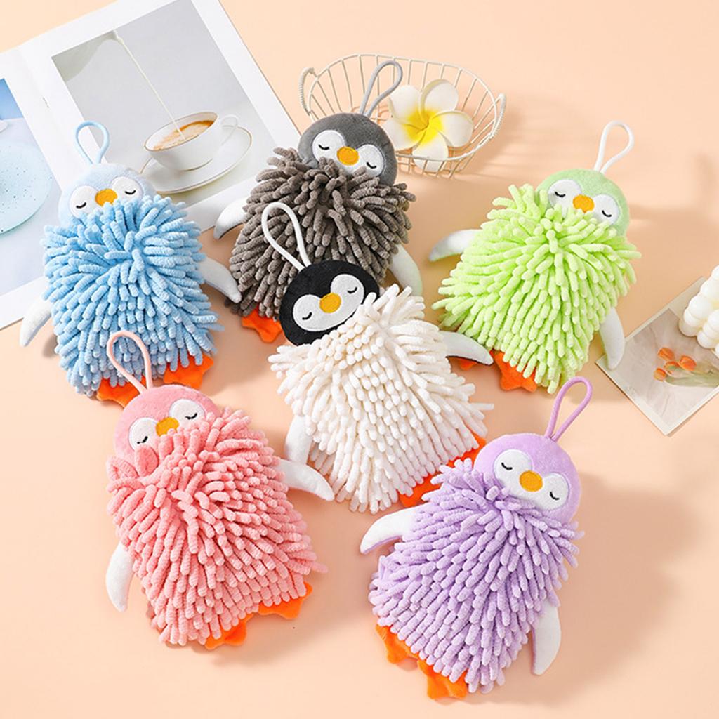 Lovely Penguin Chenille Hand Towel Quick Drying And Easy To Hang For Home Decoration Hand Towels 1PC