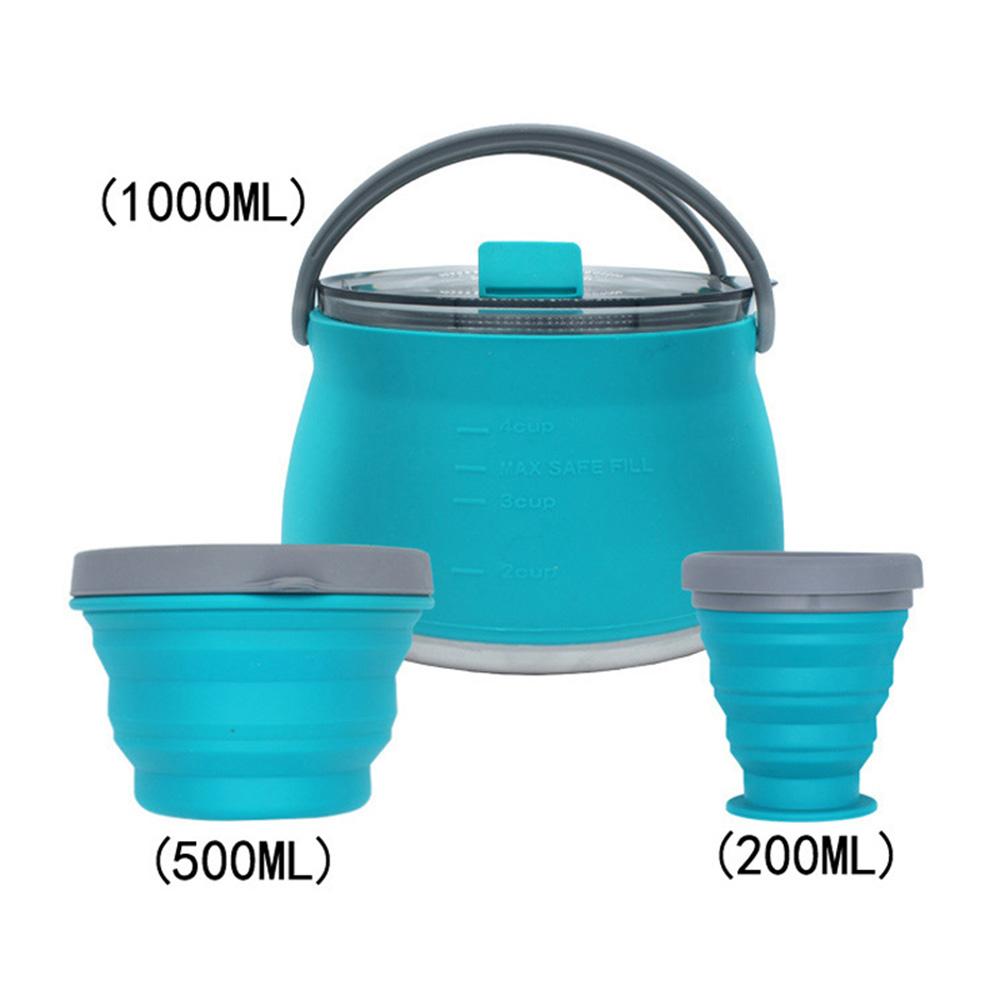 3/4/5 шт. Силиконовый складной чайник для кемпинга, кипящая вода, герметичная чашка для чая, кофе, кружка, посуда для отдыха на открытом воздухе, термостойкая.