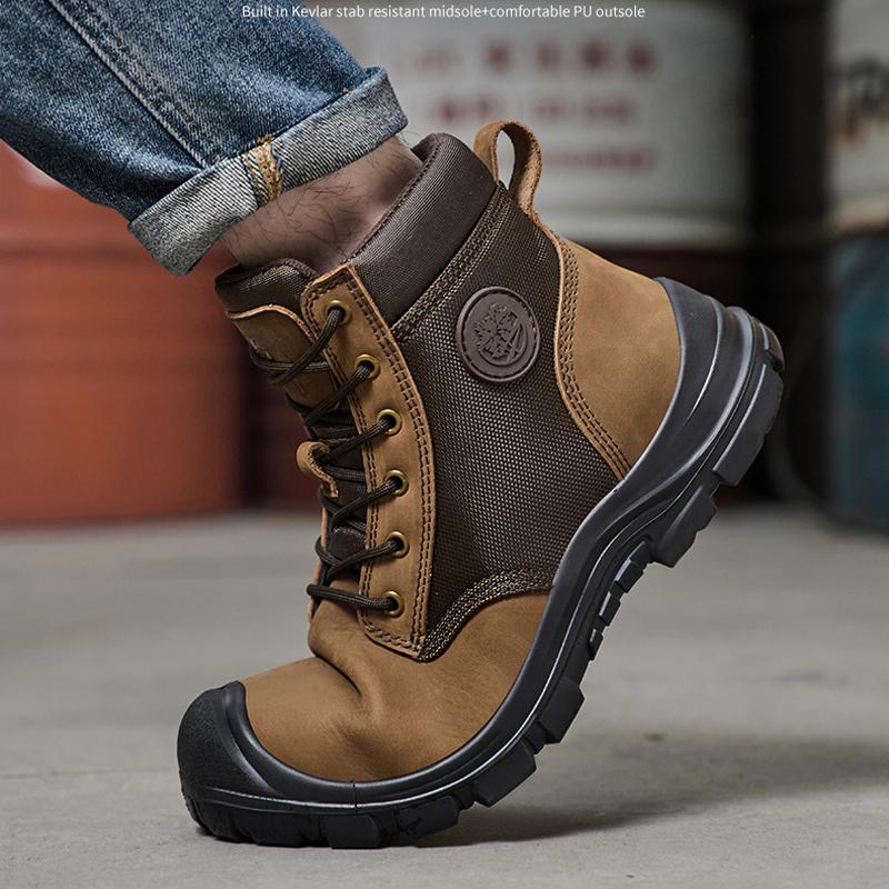 Genuine leather Safety boot for engineers Men Work Boots Steel toe shoes Puncture-Proof Security Indestructible shoes Quality