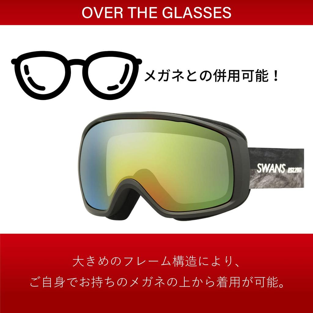 SWANS Snow Goggles SMBK Orange Mirror x Gray Glasses Compatible Skiing Snowboarding Free Size 200-MDHS