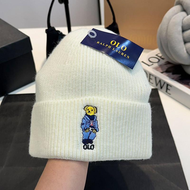 Stylish Acrylic Knit Cap For Autumn And Winter With Embroidered Character Design