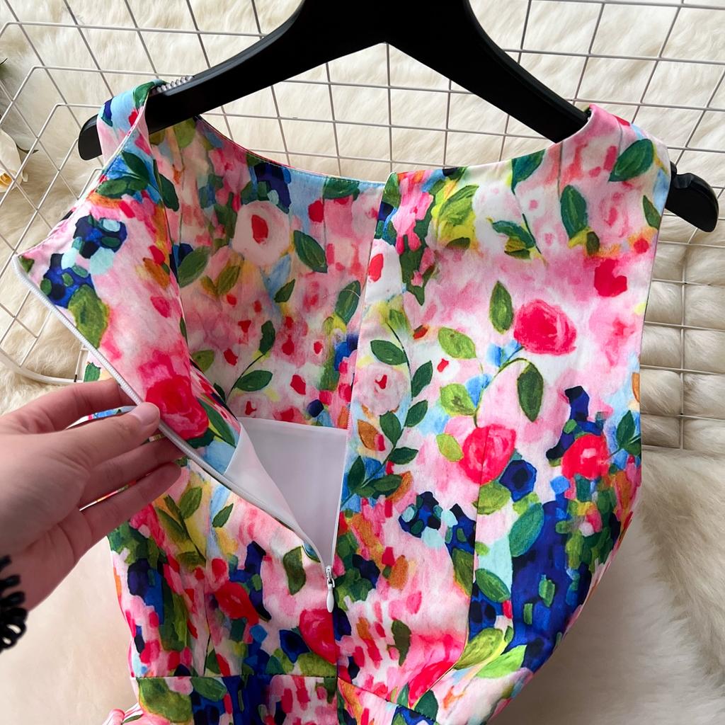 Летние женские модные элегантные длинные макси-майки с принтом без рукавов, вечерние платья