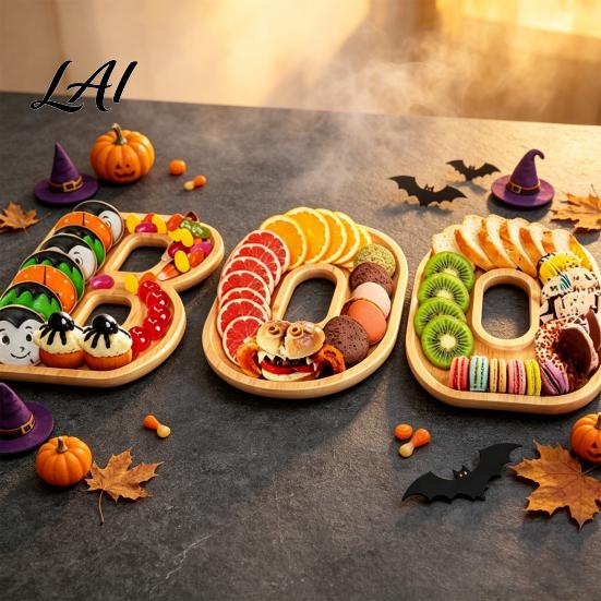 Halloween Fruit Platter 3Pcs BOO Letters Tray Large Fillable Candy Server Snacks Holiday Holder Cookies Platter Spooky Serving Tray Decor for Movie