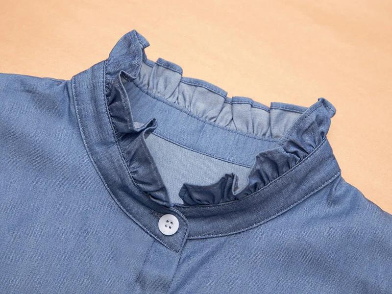Ladies Cotton Shirt Detachable Collars for Womens Blue Stand Fake Collars White Girls Blouse Tops Decorative Clothese Accessory