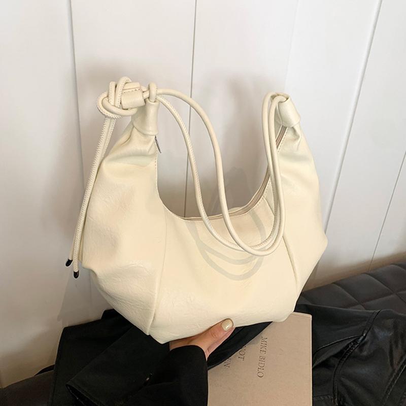 Underarm Bag PU Leather Solid Color Crescent Bag for Women Adjustable Strap Handbag Zipper Hobo Bag for Work Travel AVE