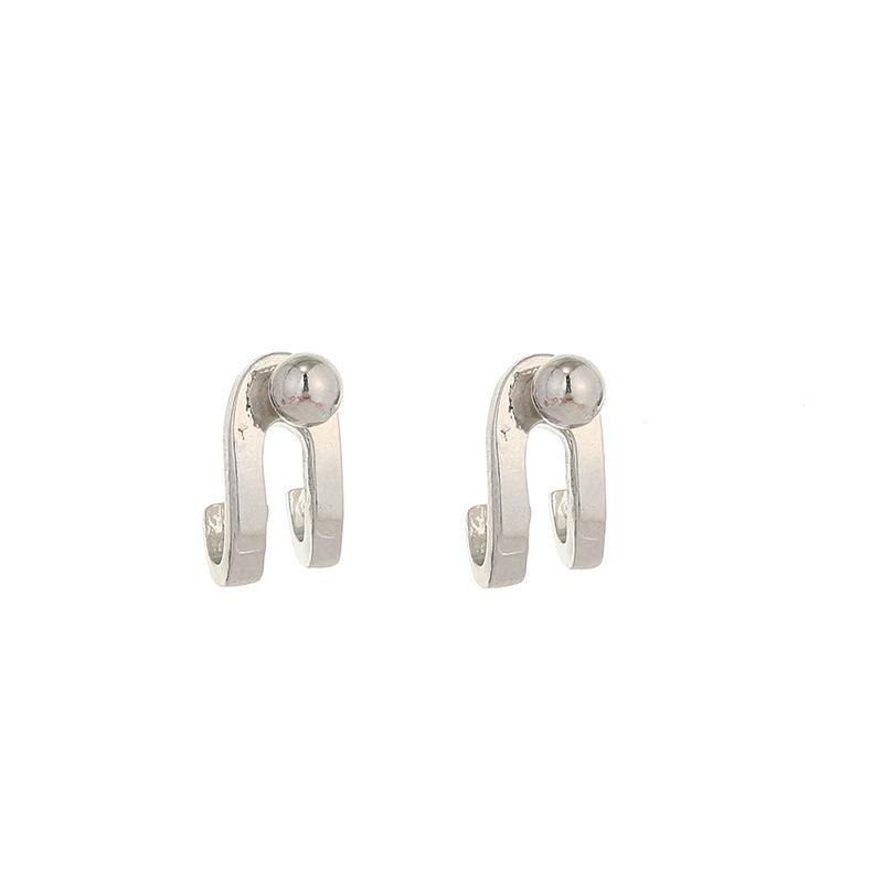 Double Hook Beads Stud Earrings for Women Personality Female Student Fasion Jewellery