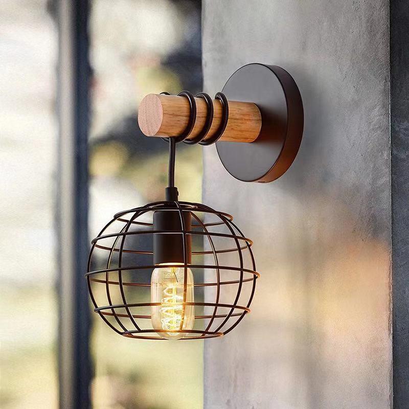 Американский Железный Арт Деревянный Настенный Светильник, E27 Одноглавый - Спальня, Прихожая, Коридор