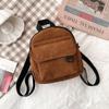Fashion Women Mini Backpack Solid Color Corduroy Small Backpacks Simple Casual Student Bookbags Traveling Backpacks