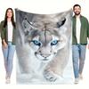 1pc Snow Leopard Blue Eyes Throw Blanket - Realistic Wildlife design with Snow Leopard Headshot, Soft Flannel All-Season Blanket